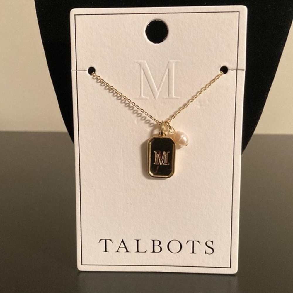 Talbots “M” Gold Pendant Necklace with Initial Charm